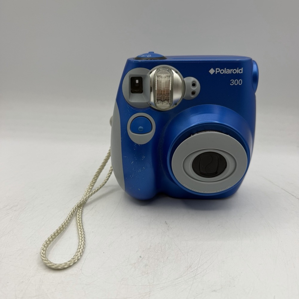 Polaroid 300 Instant Film Camera Blue w/ Strap - Tested & Working